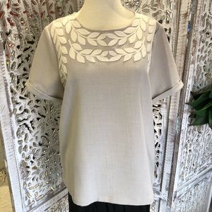 Madewell Grey Embroidered Folk Top
